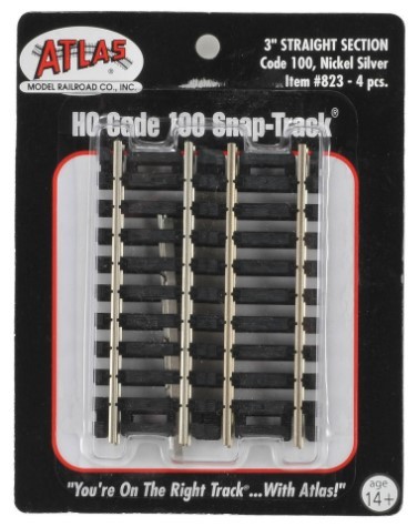 Atlas #844 9" ReRailer Straight Track Code échelle HO 100 (3 Pièces