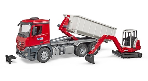 Camion benne MB AROCS avec grue - Bruder 